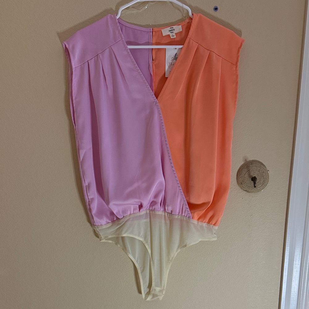 Entro Pink and Orange Colorblock Bodysuit